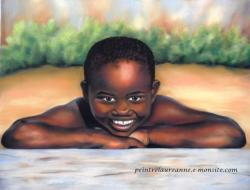 portrait enfant africain pastel Abbas