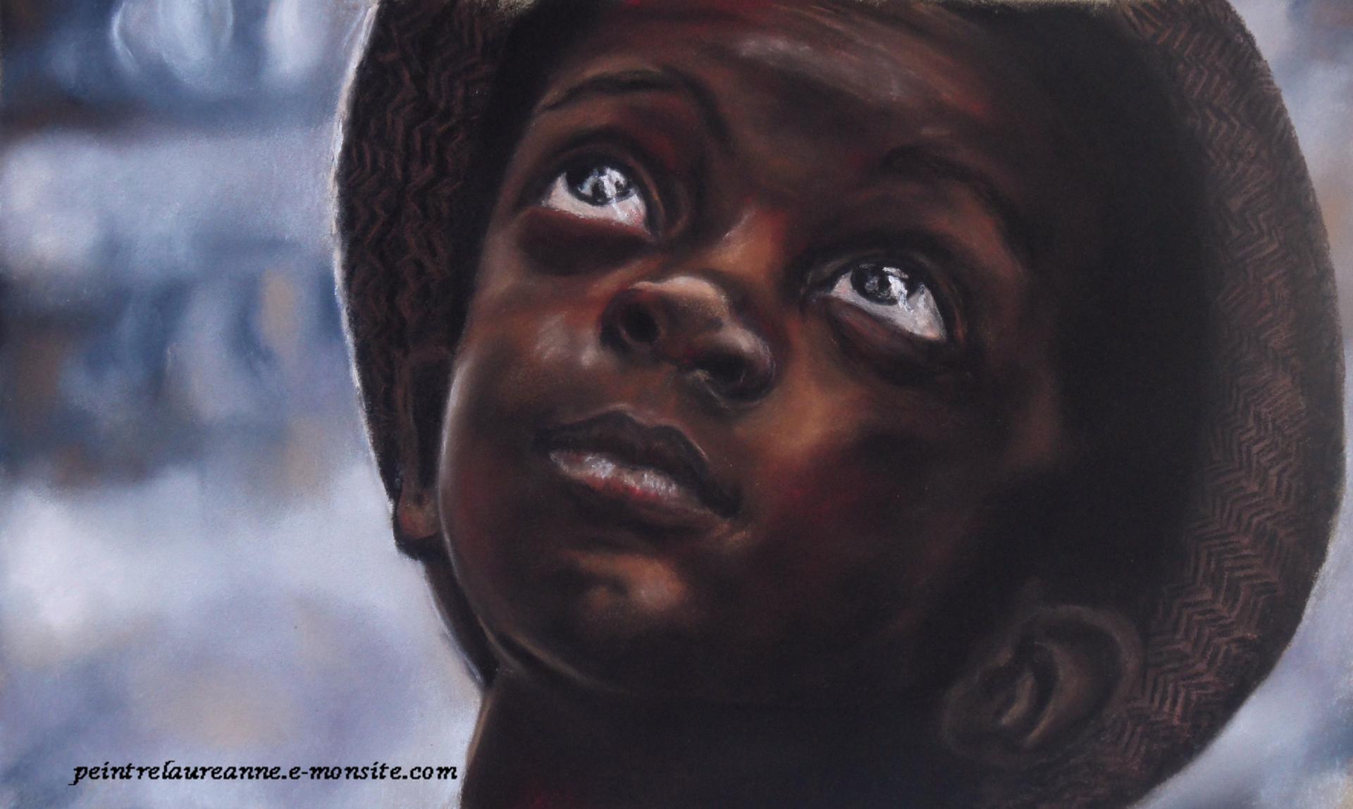 portrait pastel enfant noir