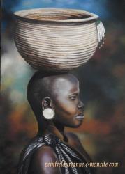 portrait au pastel sec femme africaine