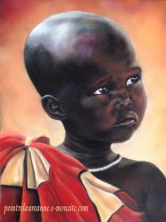 portrait d'enfant africain dessin au pastel sec sur pastel card