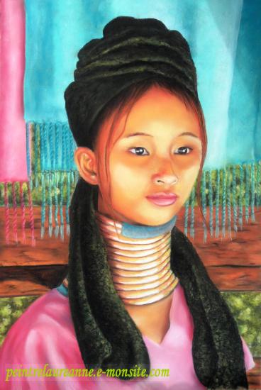 portrait dessin d'une femme girafe au pastel sec