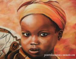 portrait au pastel sec enfant africain petite fille