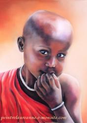 portrait au pastel sec enfant africain samru